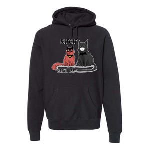 Bat Kitten Cat Funny Spoof Cartoon Premium Hoodie