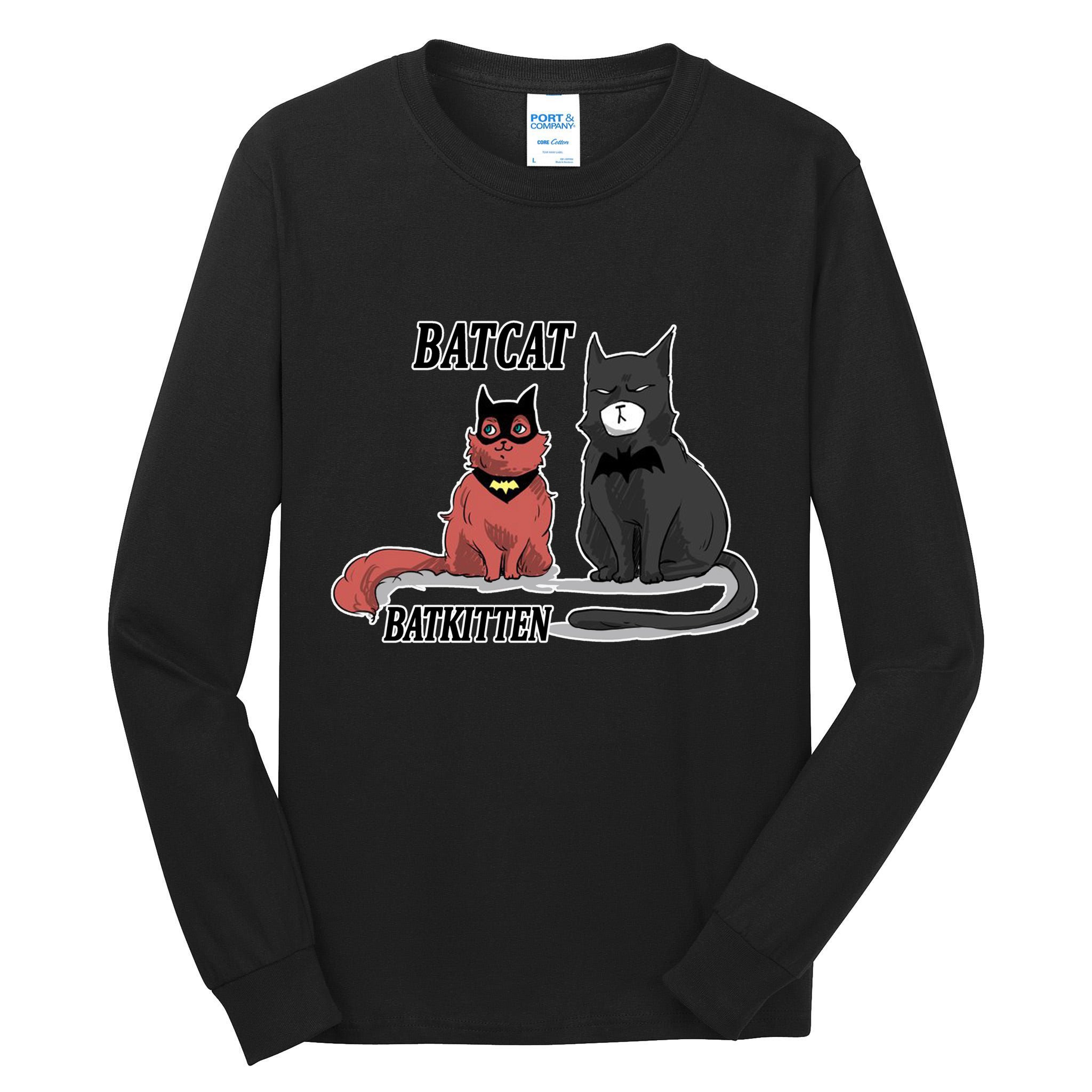 Bat Kitten Cat Funny Spoof Cartoon Tall Long Sleeve T-Shirt
