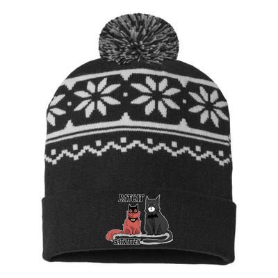 Bat Kitten Cat Funny Spoof Cartoon USA-Made Snowflake Beanie