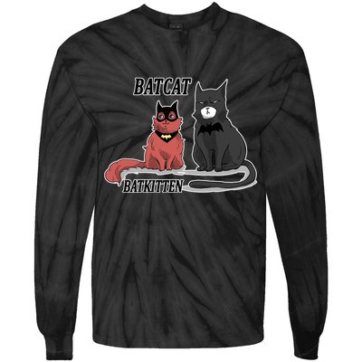 Bat Kitten Cat Funny Spoof Cartoon Tie-Dye Long Sleeve Shirt