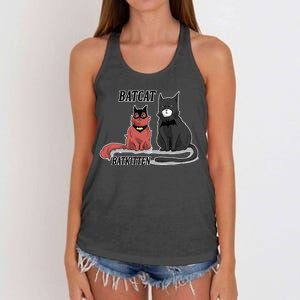 Bat Kitten Cat Funny Spoof Cartoon Women's Knotted Racerback Tank