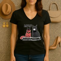 Bat Kitten Cat Funny Spoof Cartoon Women's V-Neck T-Shirt