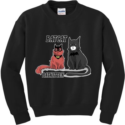 Bat Kitten Cat Funny Spoof Cartoon Kids Sweatshirt