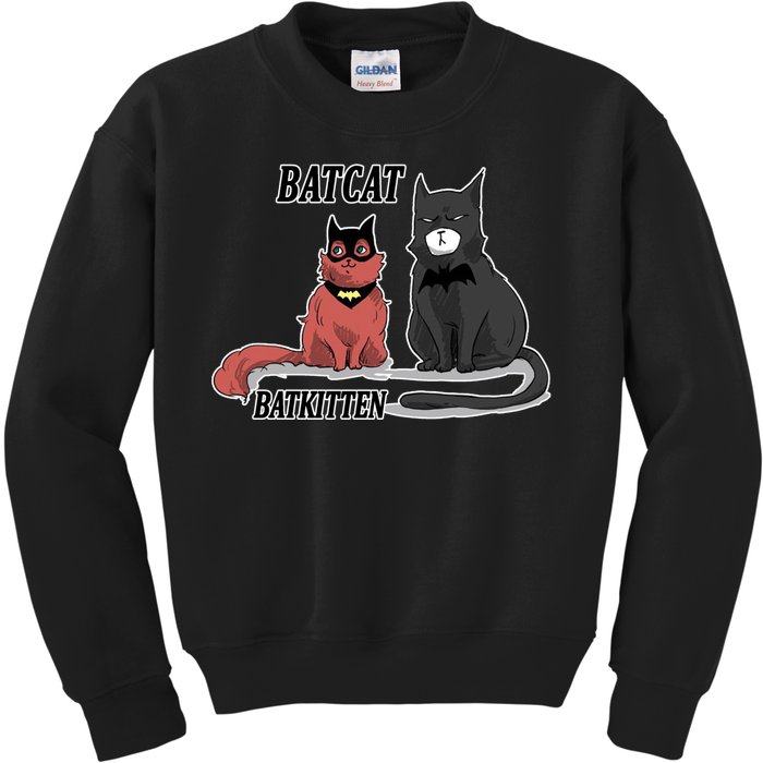 Bat Kitten Cat Funny Spoof Cartoon Kids Sweatshirt