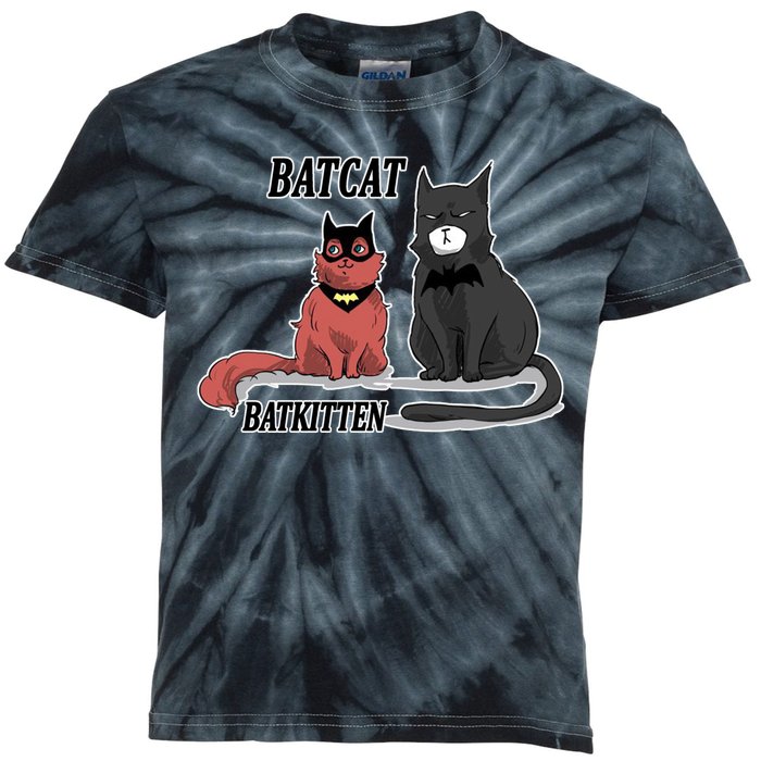 Bat Kitten Cat Funny Spoof Cartoon Kids Tie-Dye T-Shirt