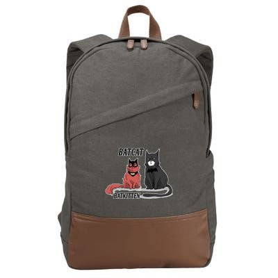 Bat Kitten Cat Funny Spoof Cartoon Cotton Canvas Backpack