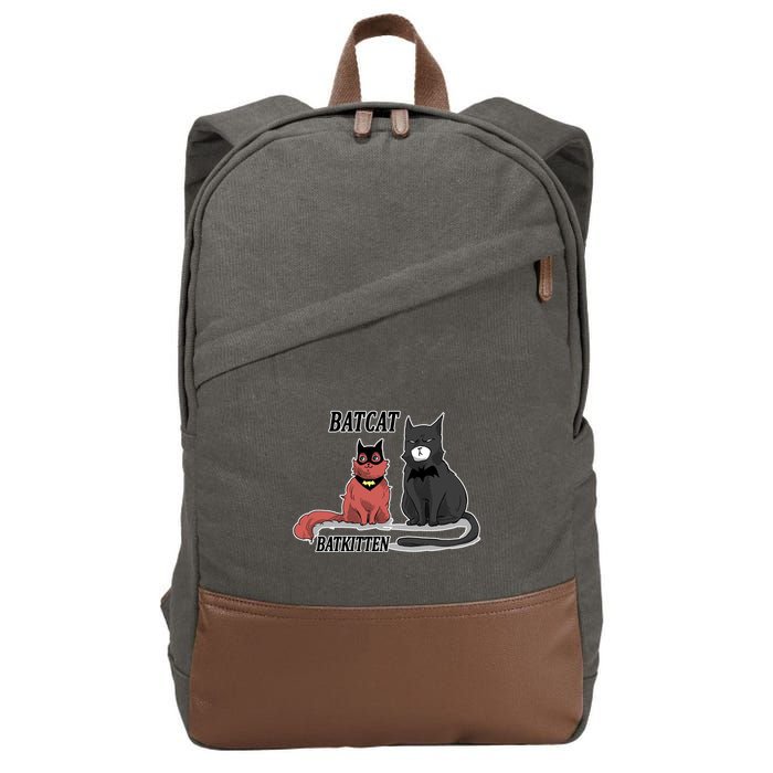 Bat Kitten Cat Funny Spoof Cartoon Cotton Canvas Backpack