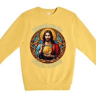 Blessed Are The Bitcoin Holders Funny Meme Jesus Christ Premium Crewneck Sweatshirt