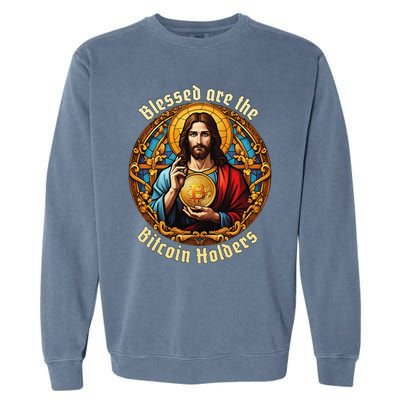 Blessed Are The Bitcoin Holders Funny Meme Jesus Christ Garment-Dyed Sweatshirt