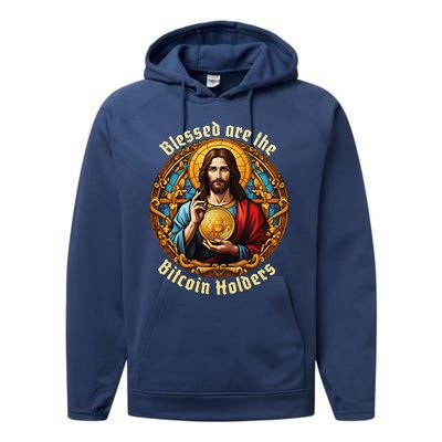 Blessed Are The Bitcoin Holders Funny Meme Jesus Christ Performance Fleece Hoodie