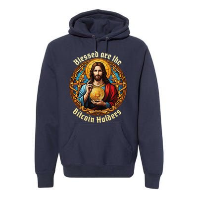 Blessed Are The Bitcoin Holders Funny Meme Jesus Christ Premium Hoodie