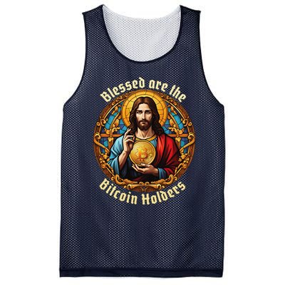 Blessed Are The Bitcoin Holders Funny Meme Jesus Christ Mesh Reversible Basketball Jersey Tank