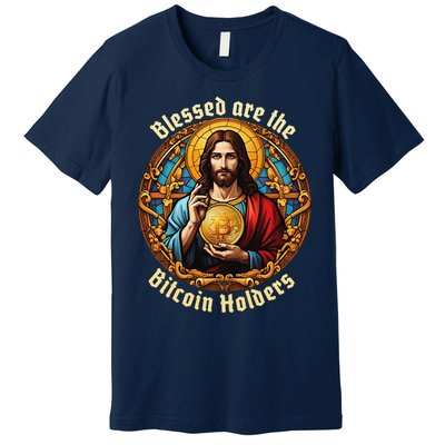 Blessed Are The Bitcoin Holders Funny Meme Jesus Christ Premium T-Shirt