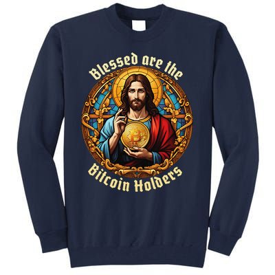 Blessed Are The Bitcoin Holders Funny Meme Jesus Christ Tall Sweatshirt