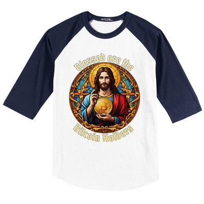 Blessed Are The Bitcoin Holders Funny Meme Jesus Christ Baseball Sleeve Shirt