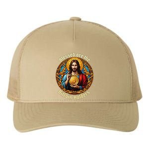 Blessed Are The Bitcoin Holders Funny Meme Jesus Christ Yupoong Adult 5-Panel Trucker Hat