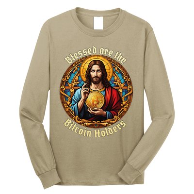 Blessed Are The Bitcoin Holders Funny Meme Jesus Christ Long Sleeve Shirt