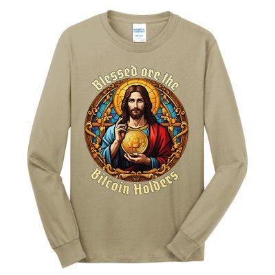 Blessed Are The Bitcoin Holders Funny Meme Jesus Christ Tall Long Sleeve T-Shirt