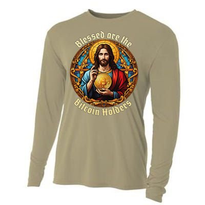 Blessed Are The Bitcoin Holders Funny Meme Jesus Christ Cooling Performance Long Sleeve Crew