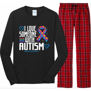 Blue Autism Tee I Love Someone With Autism Awareness Long Sleeve Pajama Set