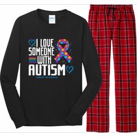 Blue Autism Tee I Love Someone With Autism Awareness Long Sleeve Pajama Set