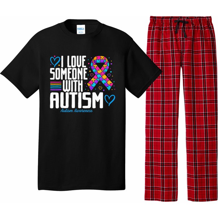 Blue Autism Tee I Love Someone With Autism Awareness Pajama Set