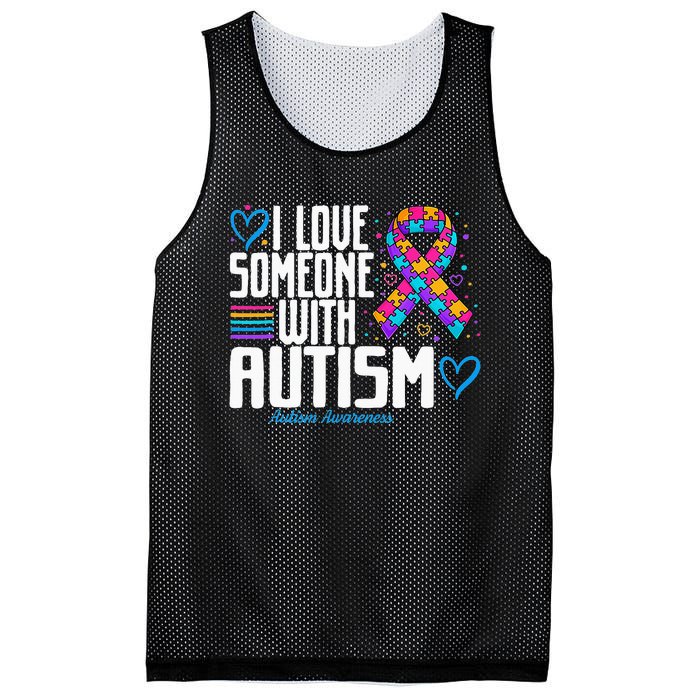 Blue Autism Tee I Love Someone With Autism Awareness Mesh Reversible Basketball Jersey Tank