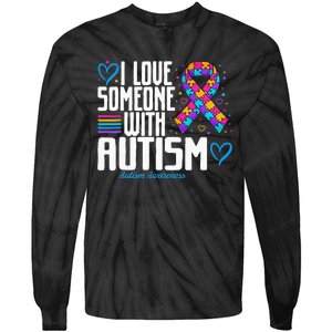 Blue Autism Tee I Love Someone With Autism Awareness Tie-Dye Long Sleeve Shirt