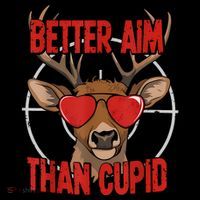 Better Aim Than Cupid Funny Valentines Day Deer Hunter Flexfit Unipanel Trucker Cap