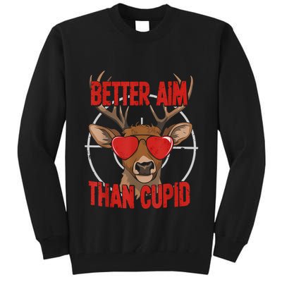 Better Aim Than Cupid Funny Valentines Day Deer Hunter Tall Sweatshirt