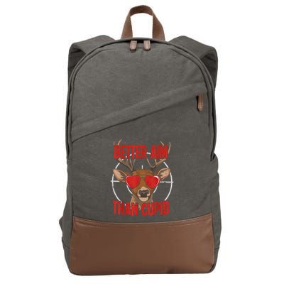 Better Aim Than Cupid Funny Valentines Day Deer Hunter Cotton Canvas Backpack