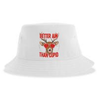 Better Aim Than Cupid Funny Valentines Day Deer Hunter Sustainable Bucket Hat