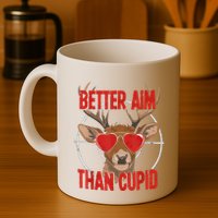 Better Aim Than Cupid Funny Valentines Day Deer Hunter Mug