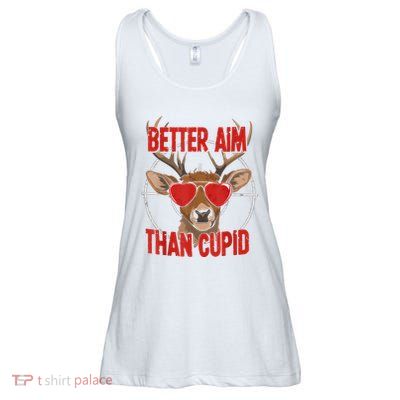 Better Aim Than Cupid Funny Valentines Day Deer Hunter Ladies Essential Flowy Tank