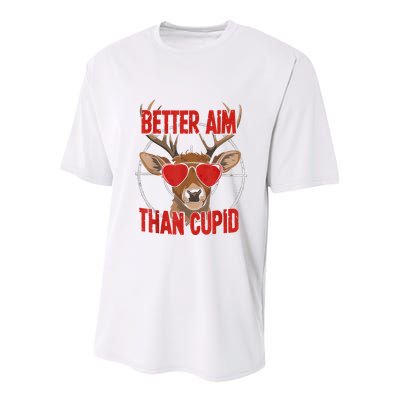 Better Aim Than Cupid Funny Valentines Day Deer Hunter Youth Performance Sprint T-Shirt