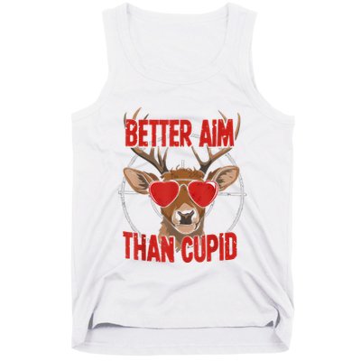 Better Aim Than Cupid Funny Valentines Day Deer Hunter Tank Top