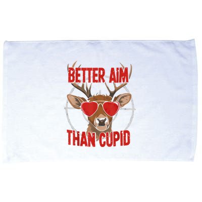 Better Aim Than Cupid Funny Valentines Day Deer Hunter Microfiber Hand Towel