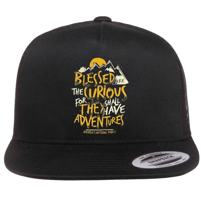 Blessed Are The Curious Flat Bill Trucker Hat