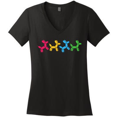 Balloon Animal Twister Party Balloon Artist Women's V-Neck T-Shirt