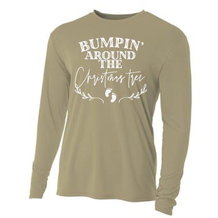 Bumping Around The Christmas Tree Christmas Pregnancy Cooling Performance Long Sleeve Crew