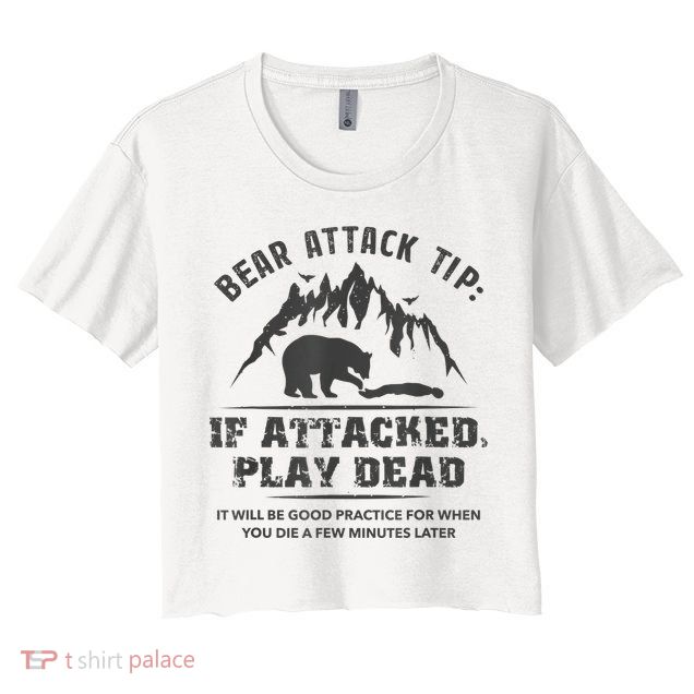 Bear Attack Tip Camping Hiking Travel Adventure Vintage Crop Top