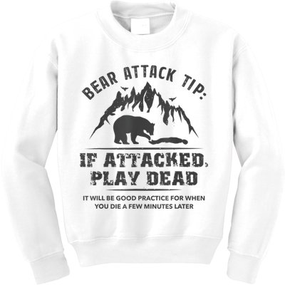 Bear Attack Tip Camping Hiking Travel Adventure Vintage Kids Sweatshirt