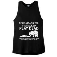 Bear Attack Tip If Attacked Play Dead Ladies PosiCharge Tri-Blend Wicking Tank