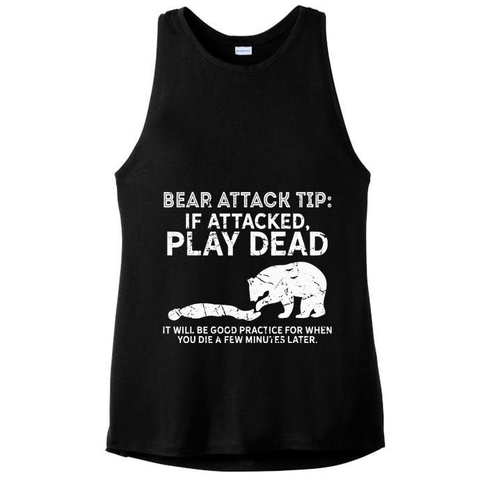 Bear Attack Tip If Attacked Play Dead Ladies PosiCharge Tri-Blend Wicking Tank