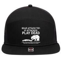 Bear Attack Tip If Attacked Play Dead 7 Panel Mesh Trucker Snapback Hat