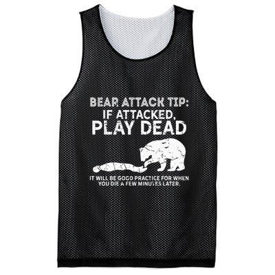 Bear Attack Tip If Attacked Play Dead Mesh Reversible Basketball Jersey Tank