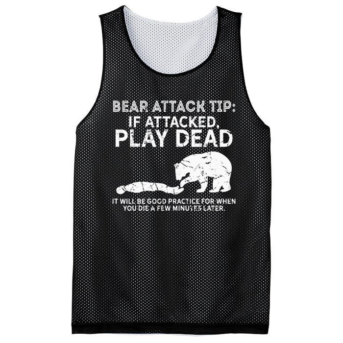 Bear Attack Tip If Attacked Play Dead Mesh Reversible Basketball Jersey Tank