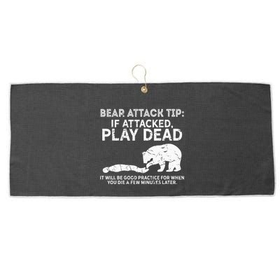 Bear Attack Tip If Attacked Play Dead Large Microfiber Waffle Golf Towel