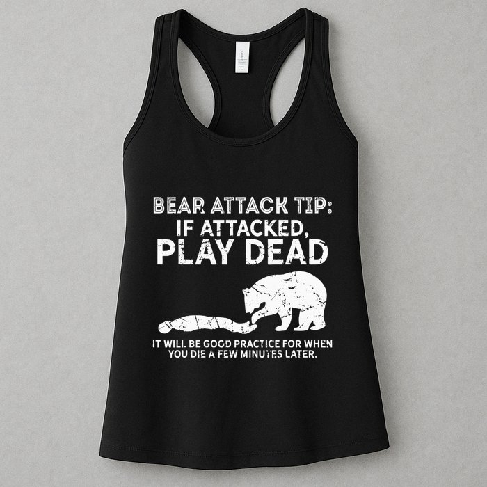 Bear Attack Tip If Attacked Play Dead Womens Tank Top