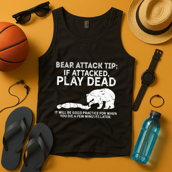 Bear Attack Tip If Attacked Play Dead Tank Top